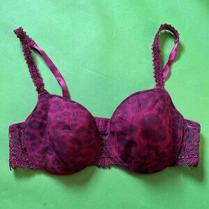 34C Chantelle Bra Embroidered Sunshine Mesh Sun Band 3692 Animal‎ Cheetah red